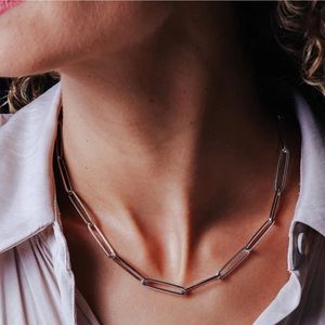 Paperclip sterling silver necklace, 24 inches